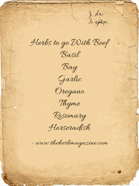 list of herbs to go with beef