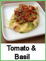 tomato basil on a flatbread