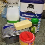 butter, cheese, flour and herbs ingredients