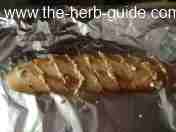 Prepared french stick on aluminium foil