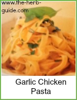 garlic chicken pasta in a dish