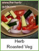 prepared vegetables ready for roasting with herbs