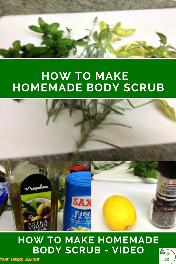 herbs, oil, salt, lemon and black pepper ingredients for home made body scrub