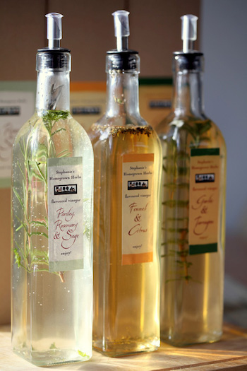 Herb vinegar  in bottles