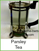 parsley tea in a cafetière
