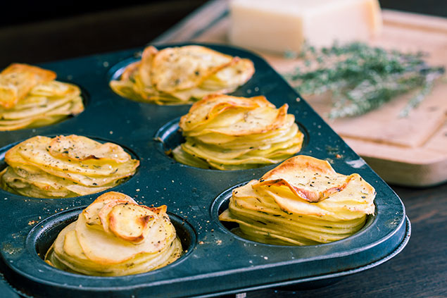 potato stacks with parmesan and thyme